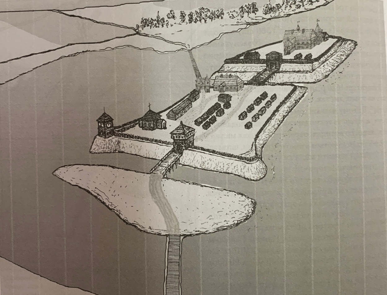 Загальний вигляд Рівненського замку. Гіпотетична реконструкція. Автор Б. Прищепа.