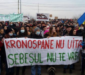 Протест проти Kronospan у румунському місті Себес