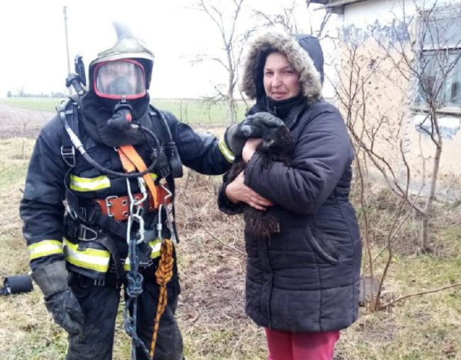 Млинівські рятувальники дістали з 35-метрового колодязя кота