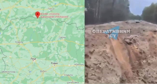 На кордоні Волині з Білоруссю утворилася велика вирва від вибуху (ВІДЕО)
