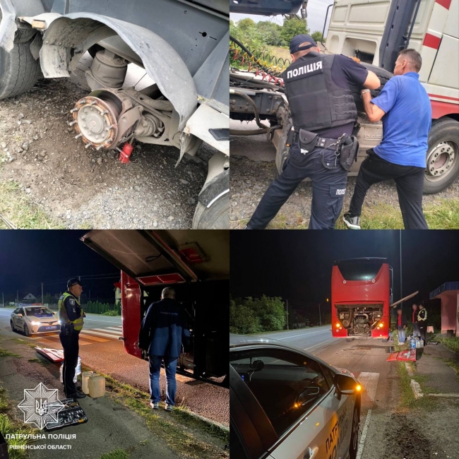 Патрульні допомогли з ремонтом міжнародного автобуса, що зламався на Рівненщині 