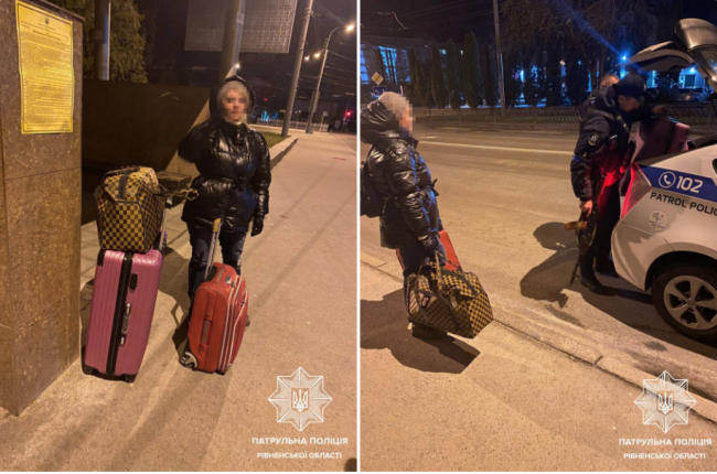 Патрульні допомогли жінці, яка вночі з сумками не могла дістатися дому