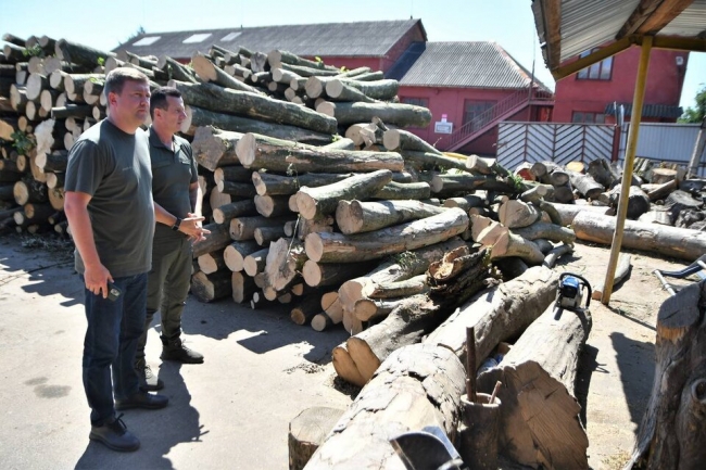 Голова Рівненської ОВА Віталій Коваль перевіряє, як йде заготівля дров у лісництвах
