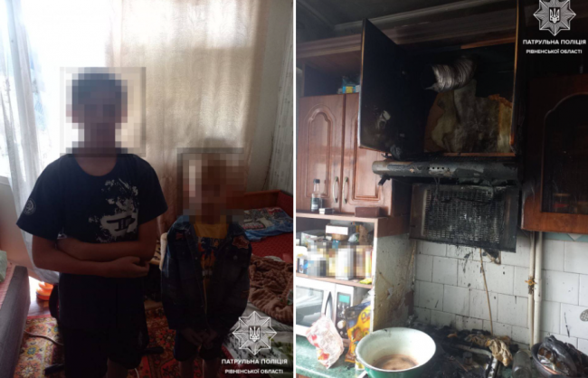 Рівненські патрульні гасили пожежу в квартирі, де були діти