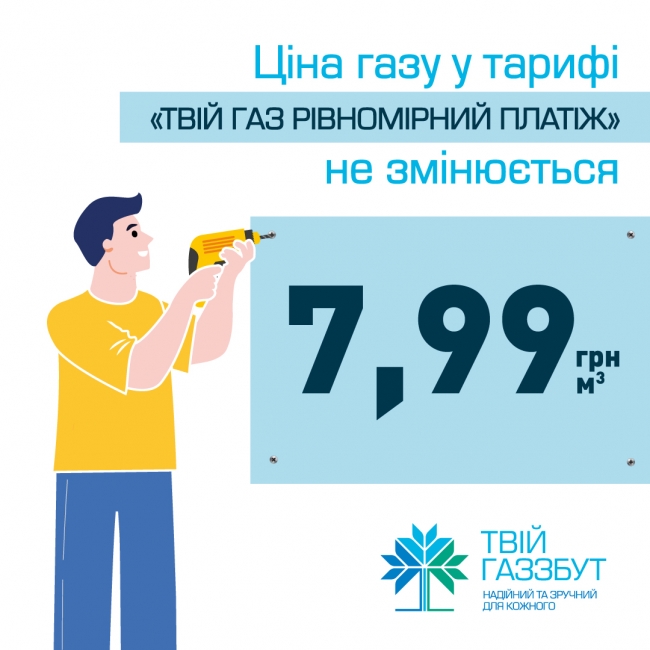 Тариф «Твій газ Рівномірний платіж»: ціна змінюватись не буде